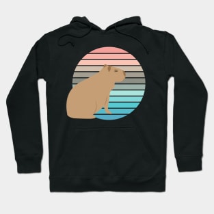 Capybara watching sunset, retro design Hoodie